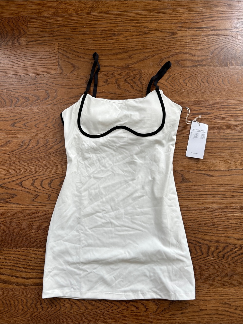New White and black accent athletic tennis dress